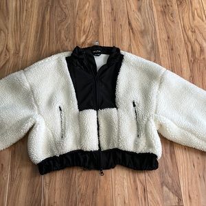 White and black puffy jacket